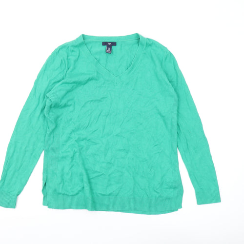 Gap Women's Green V-Neck Pullover Jumper M