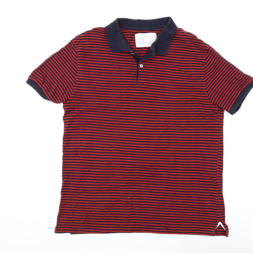 Gap Men's Red Striped Polo Shirt L Cotton