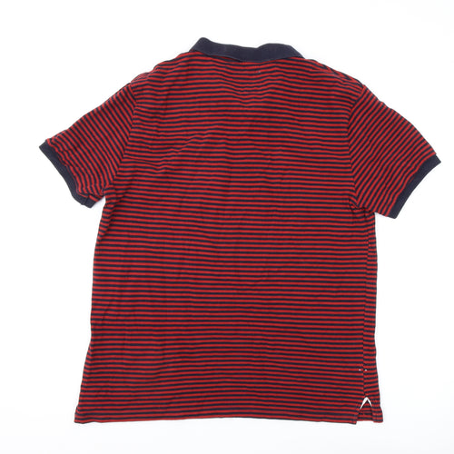 Gap Men's Red Striped Polo Shirt L Cotton