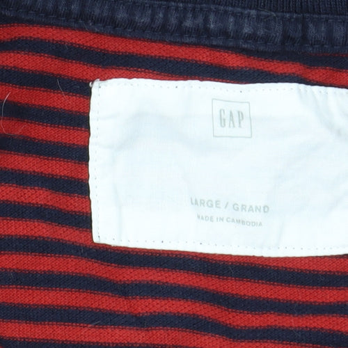 Gap Men's Red Striped Polo Shirt L Cotton