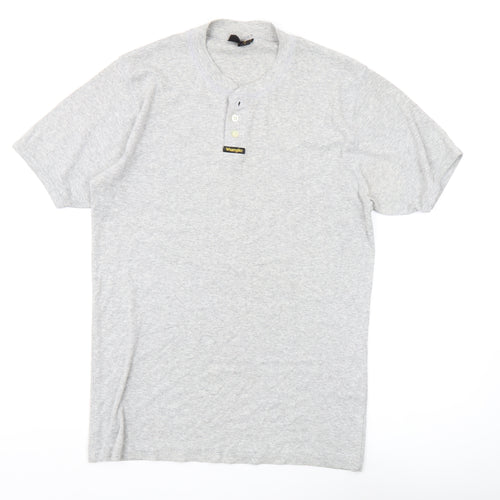 Wrangler Men's Grey Henley T-Shirt, Short Sleeve L