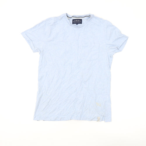 Criminal Men's Blue Cotton Crew Neck T-Shirt Size S