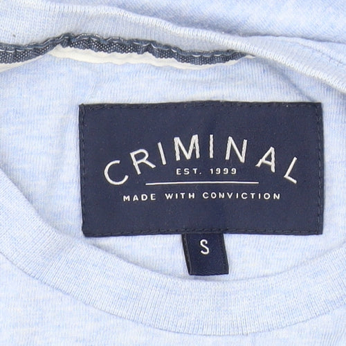 Criminal Men's Blue Cotton Crew Neck T-Shirt Size S