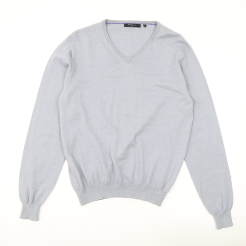Marcus Law Men's Grey Wool V-Neck Pullover Jumper L