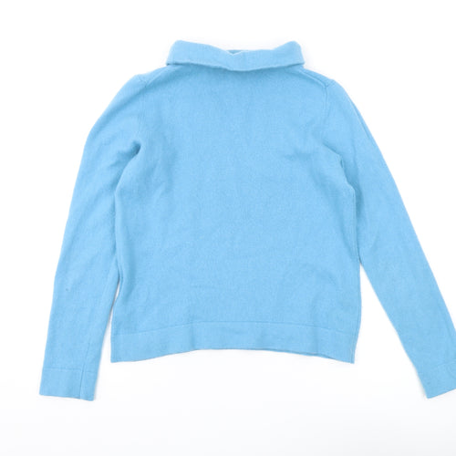 Hobbs Women's Blue Cowl Neck Wool Blend Jumper M
