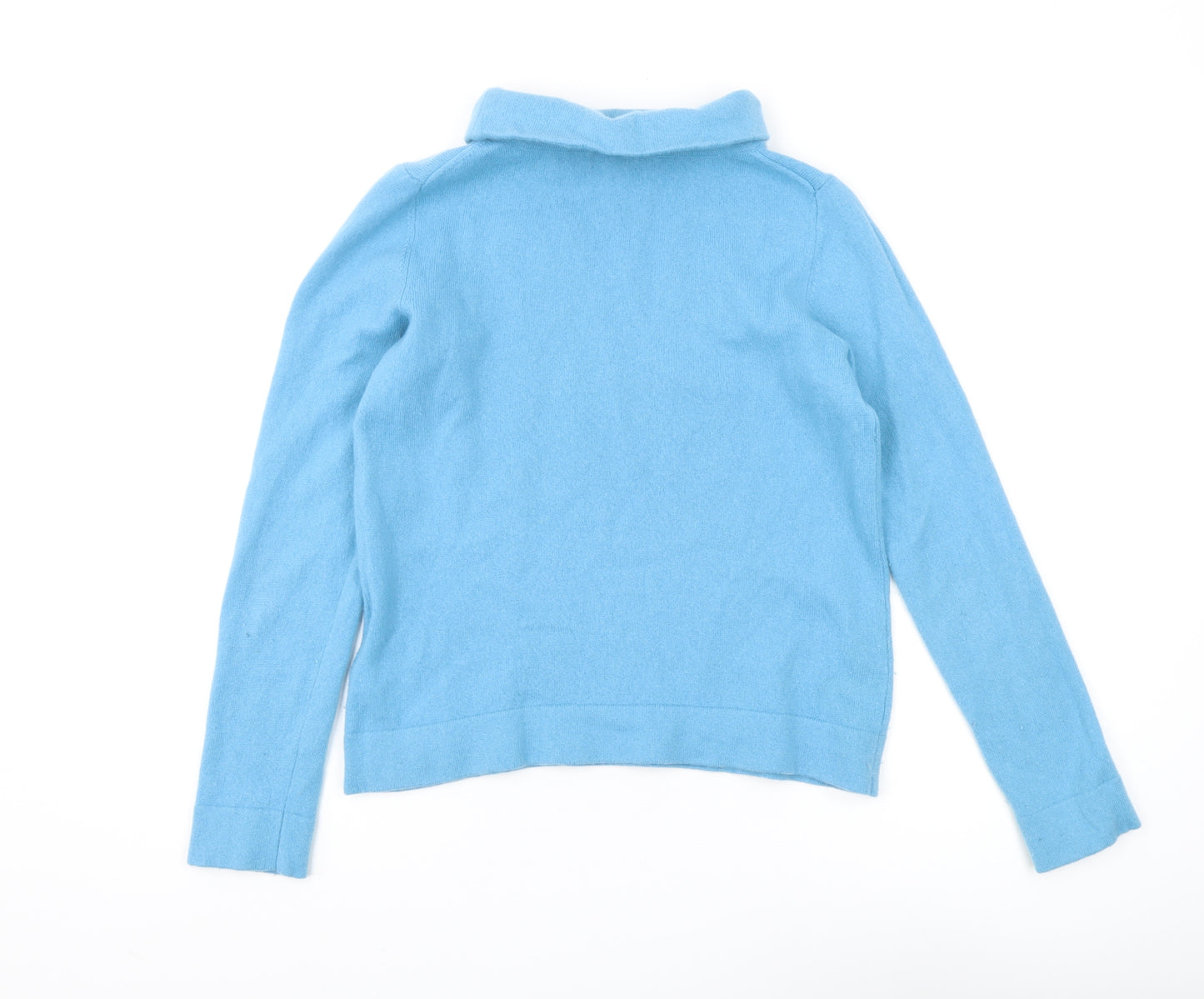 Hobbs Women's Blue Cowl Neck Wool Blend Jumper M