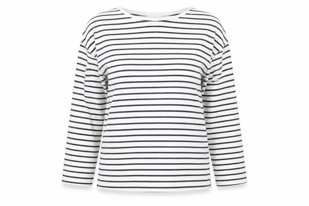 Trensic SPAO Women's White Striped Long Sleeve T-Shirt