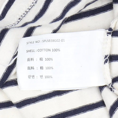 Trensic SPAO Women's White Striped Long Sleeve T-Shirt