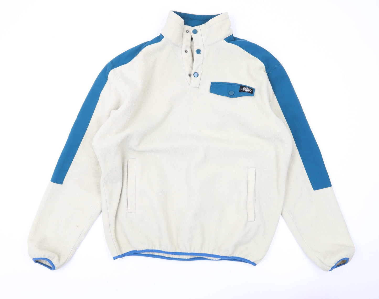 Dickies Men's Ivory Henley Sweatshirt - Size S, Fleece