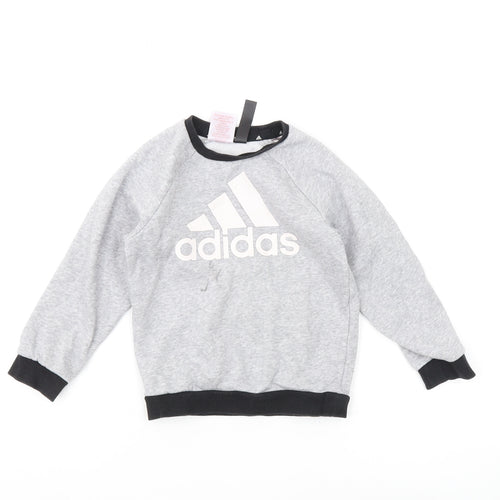 Adidas Boys Grey Pullover Sweatshirt 3-4 Years - Logo Accent