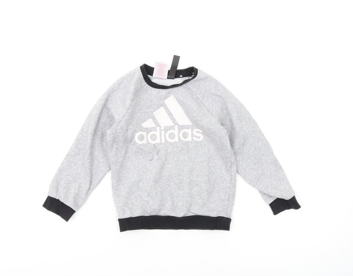 Adidas Boys Grey Pullover Sweatshirt 3-4 Years - Logo Accent