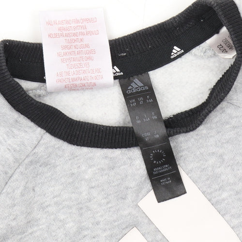 Adidas Boys Grey Pullover Sweatshirt 3-4 Years - Logo Accent