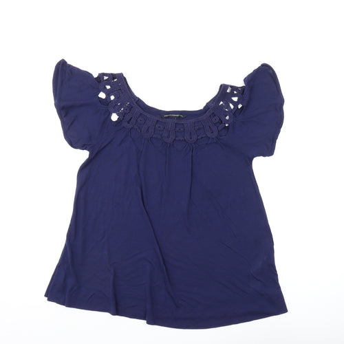 French Connection Women's Blue Crochet Tunic Blouse XS