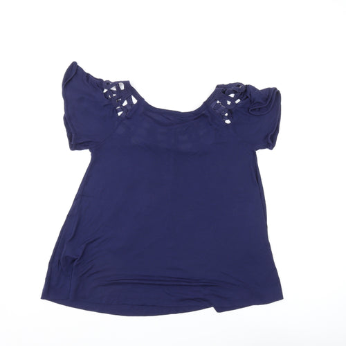 French Connection Women's Blue Crochet Tunic Blouse XS