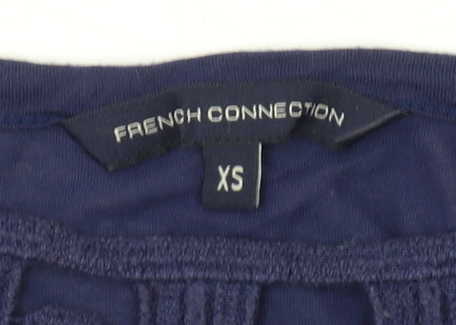 French Connection Women's Blue Crochet Tunic Blouse XS