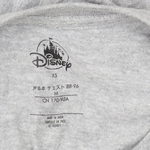 Disney Unisex Grey Mickey T-Shirt XS Cartoon Casual
