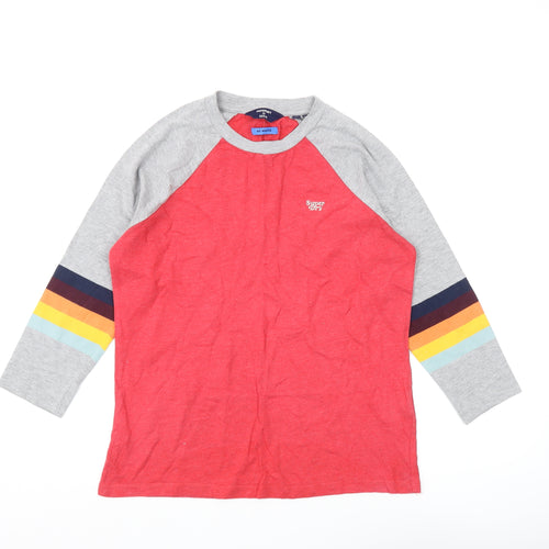 Superdry Unisex Red T-Shirt Size 4 Long Sleeve