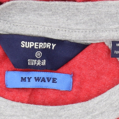 Superdry Unisex Red T-Shirt Size 4 Long Sleeve