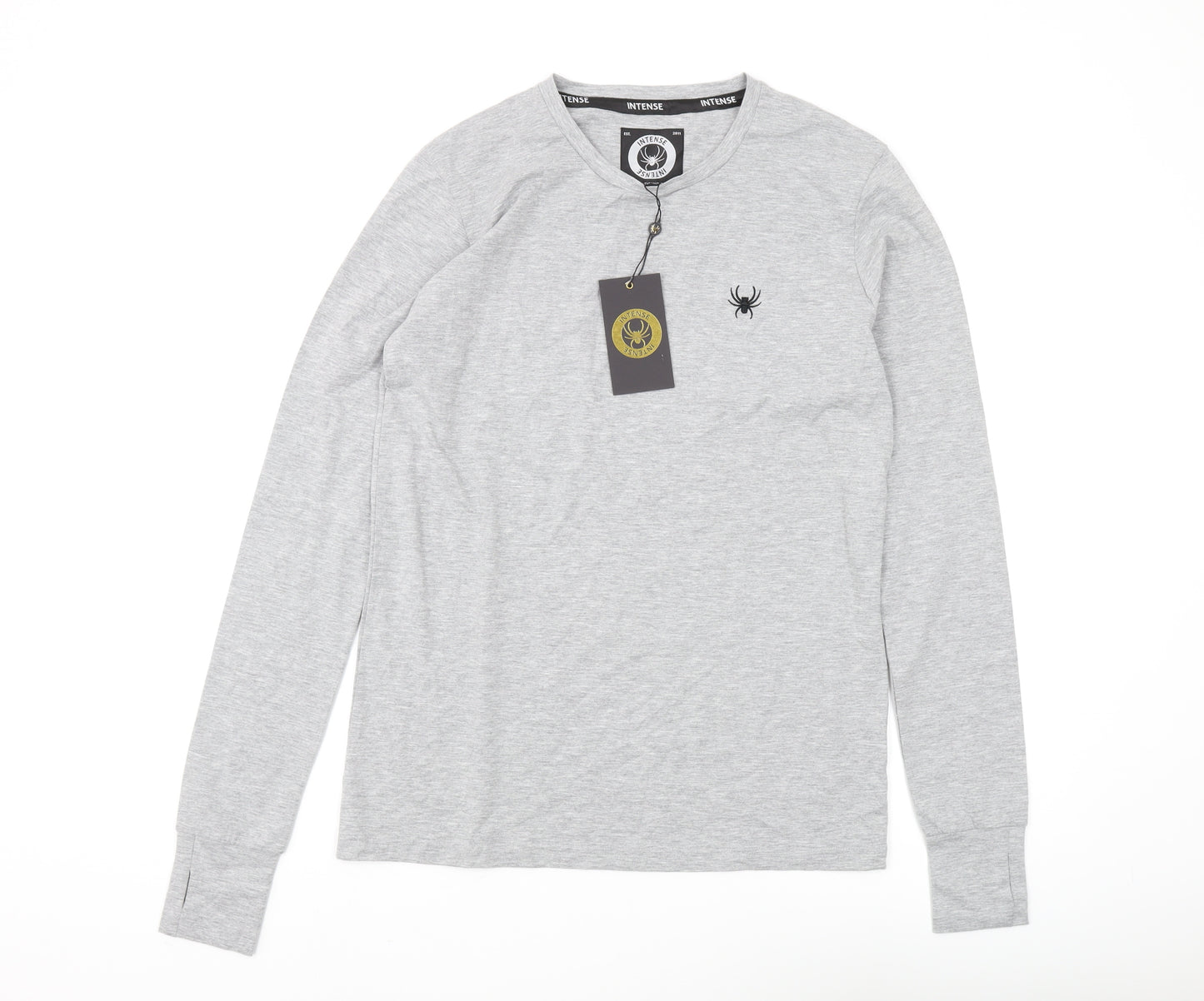 Intense Men's Grey Long Sleeve Crew Neck T-Shirt M