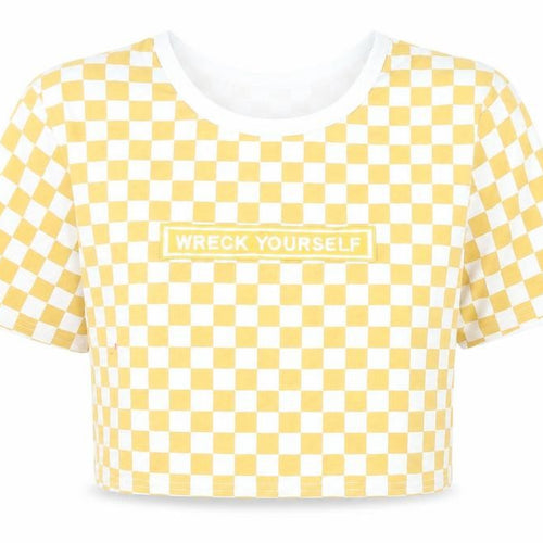 Cosmic Unisex Adults Yellow Cropped Check T-Shirt XL