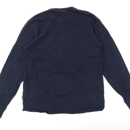 Napapijri Men's Blue Long Sleeve T-Shirt, Size S, Logo Accent