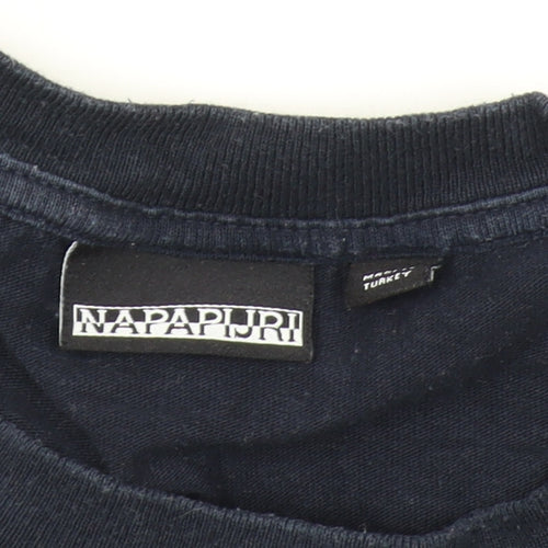 Napapijri Men's Blue Long Sleeve T-Shirt, Size S, Logo Accent