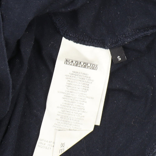 Napapijri Men's Blue Long Sleeve T-Shirt, Size S, Logo Accent