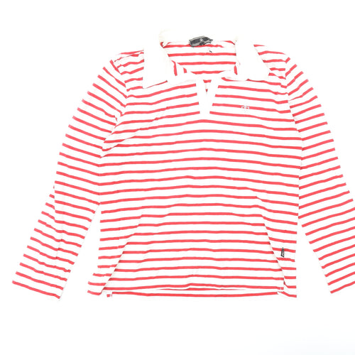 Elizabeth Emanuel Women's Red Striped Polo Top M