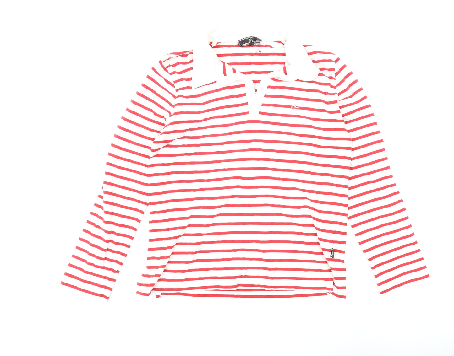 Elizabeth Emanuel Women's Red Striped Polo Top M