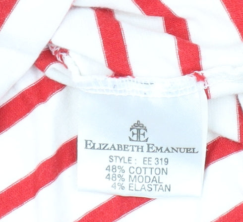 Elizabeth Emanuel Women's Red Striped Polo Top M