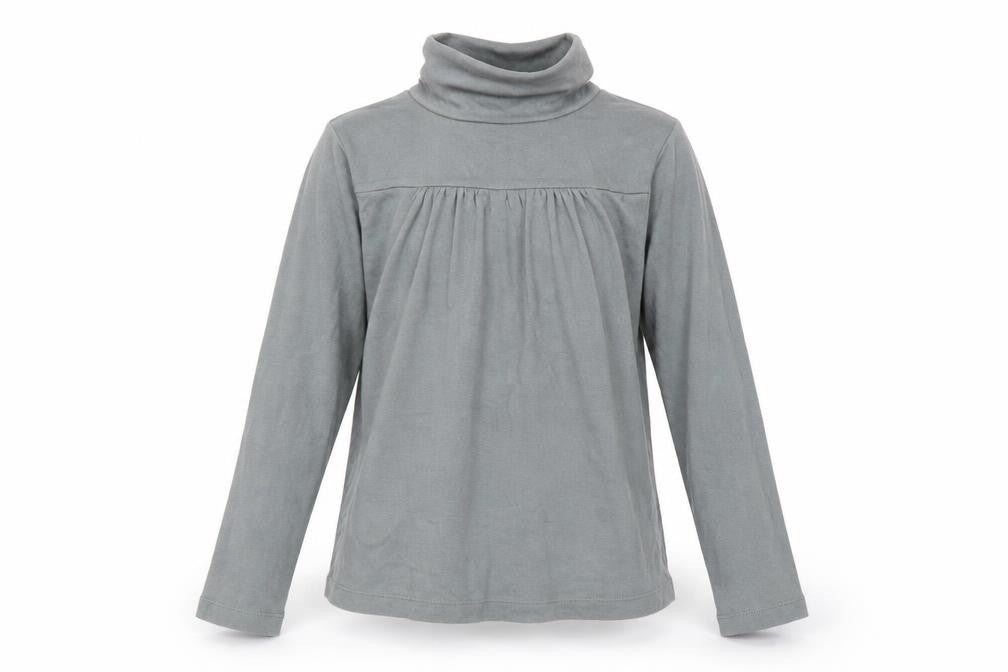 Front view of Zef Grey girls’ pullover casual high neck top, size 10