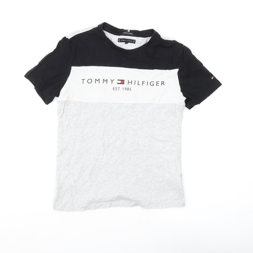 Tommy Hilfiger Boys T-Shirt Black & White Colourblock Size 12