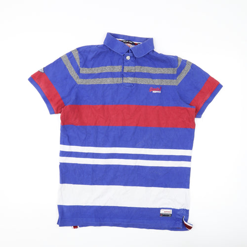 Superdry Men's Blue Striped Polo Shirt XL