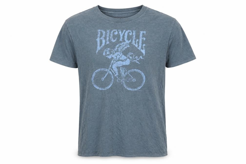 Front view of Bicycle Men's Blue Graphic T-Shirt M