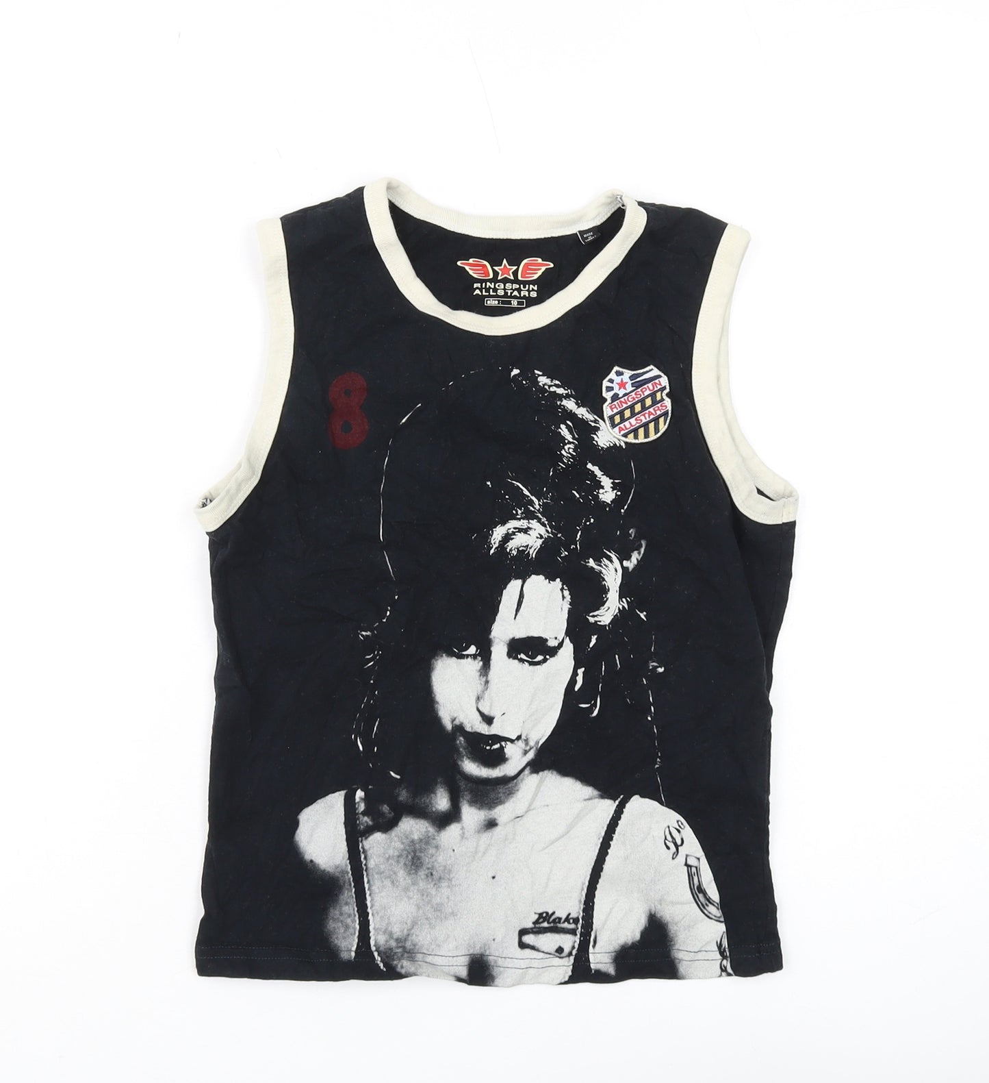 Ringspun Women's Black Tank Top, Size 10, Music Theme