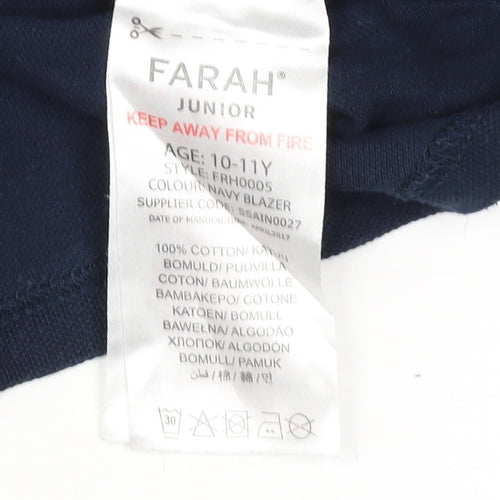 Farah Boys Blue Polo Shirt 10-11 Years Short Sleeve Collared