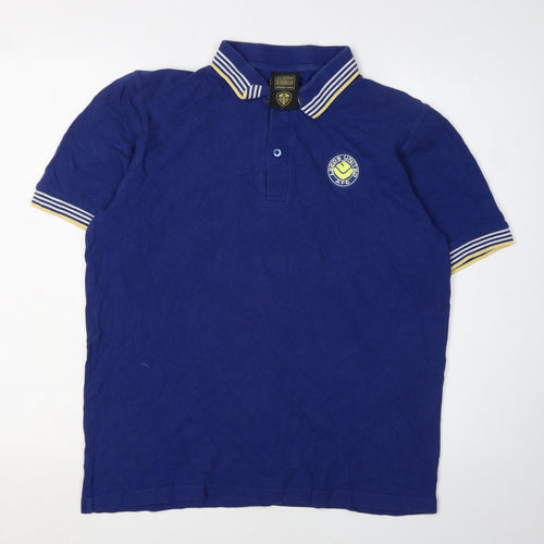 Score Draw Men's Blue Retro Polo L Short Sleeve