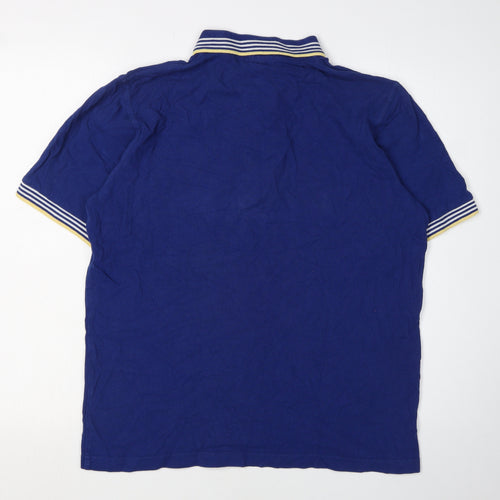 Score Draw Men's Blue Retro Polo L Short Sleeve