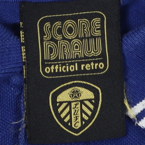 Score Draw Men's Blue Retro Polo L Short Sleeve