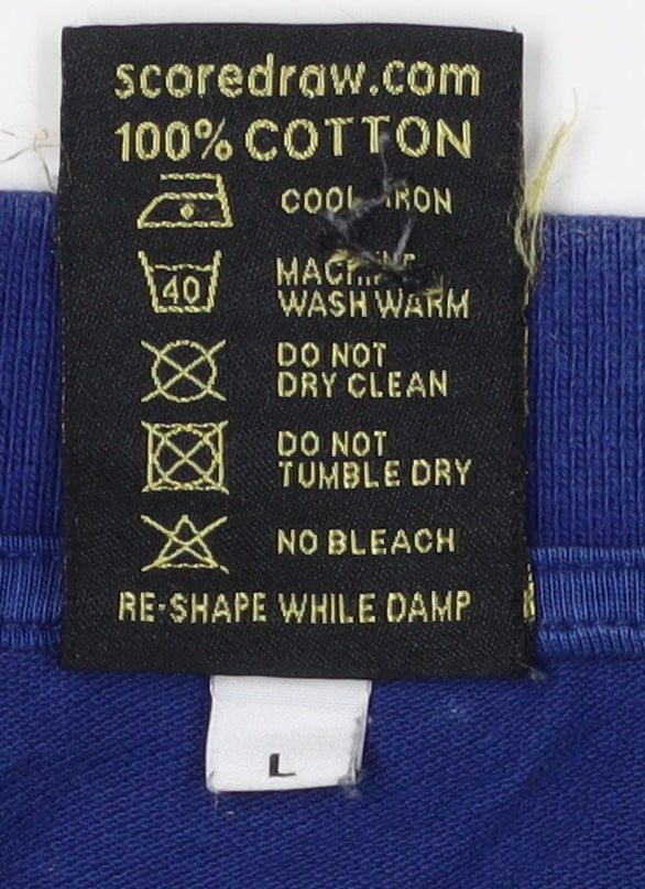 Score Draw Men's Blue Retro Polo L Short Sleeve