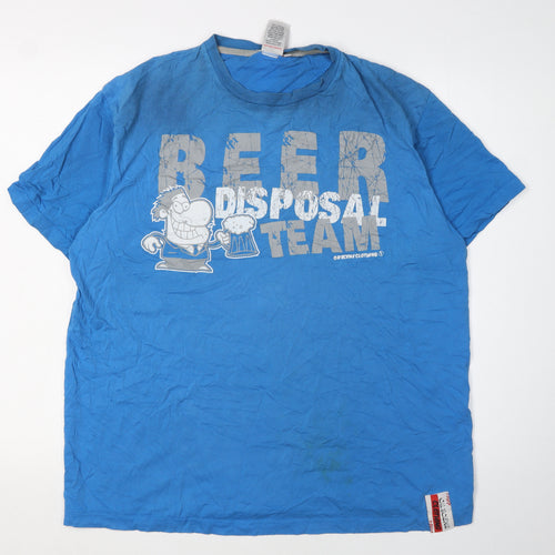 Obscene Clothing Men's Blue Graphic Beer T-Shirt - L