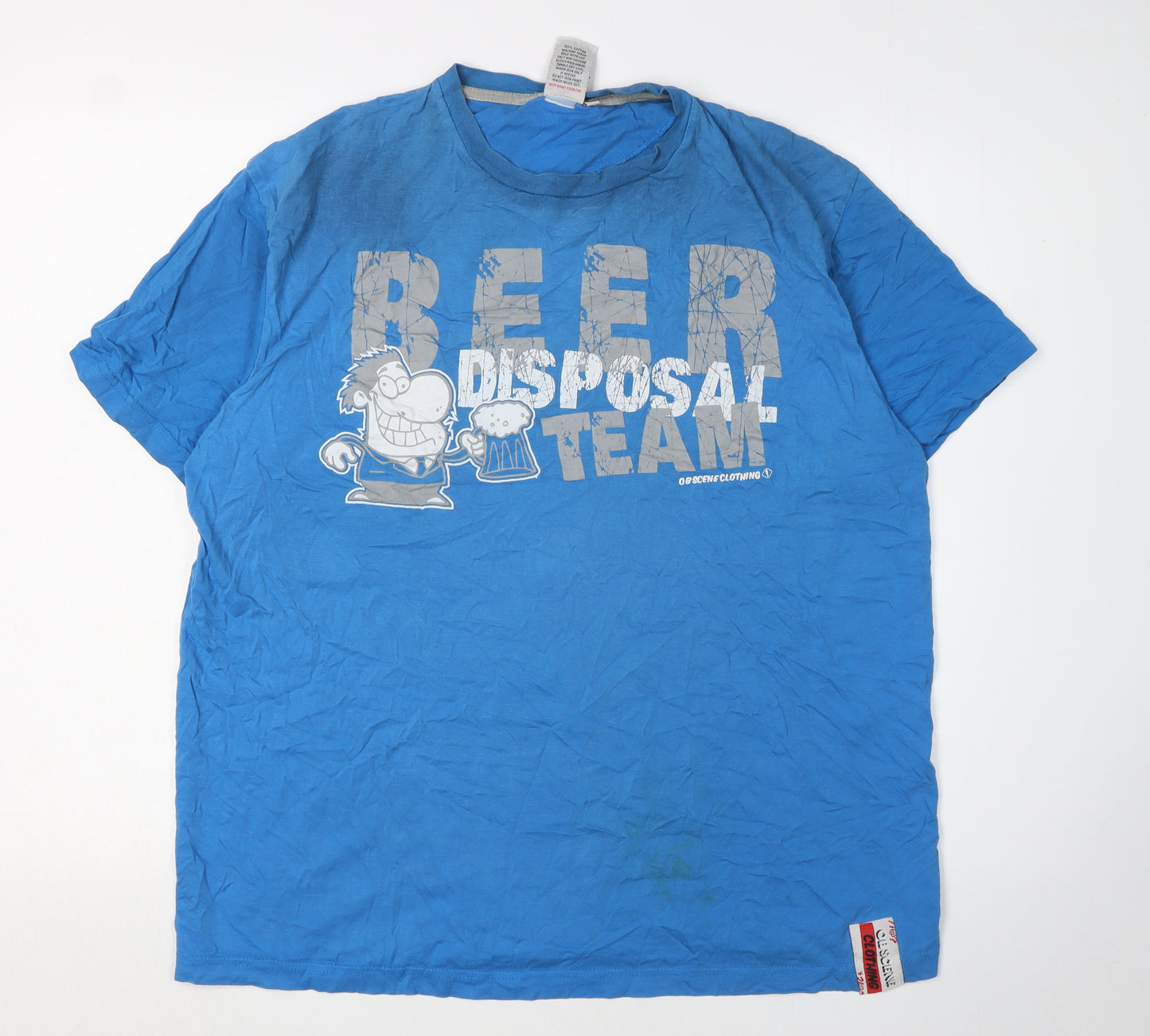 Obscene Clothing Men's Blue Graphic Beer T-Shirt - L