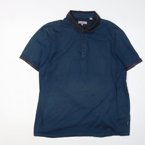 Ted Baker Men's Blue Polo Shirt Size L Short Sleeve