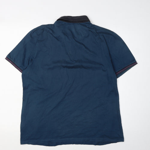 Ted Baker Men's Blue Polo Shirt Size L Short Sleeve