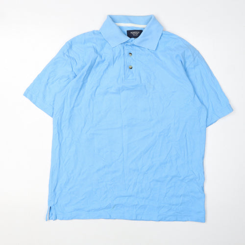 Bosideng Men's Blue Polo Shirt Medium Cotton Casual