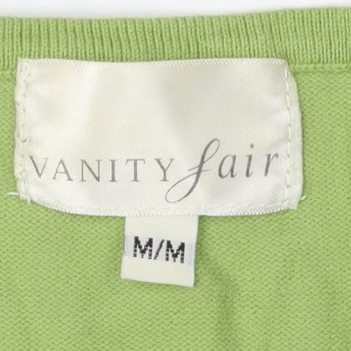 Vanity Fair Women’s Green Beaded V-Neck T-Shirt M