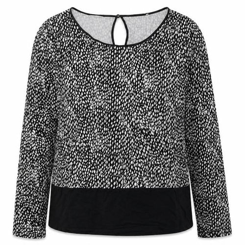 Oasis Women's Black XL Animal Print Long Sleeve Blouse