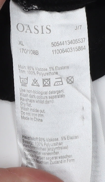 Oasis Women's Black XL Animal Print Long Sleeve Blouse