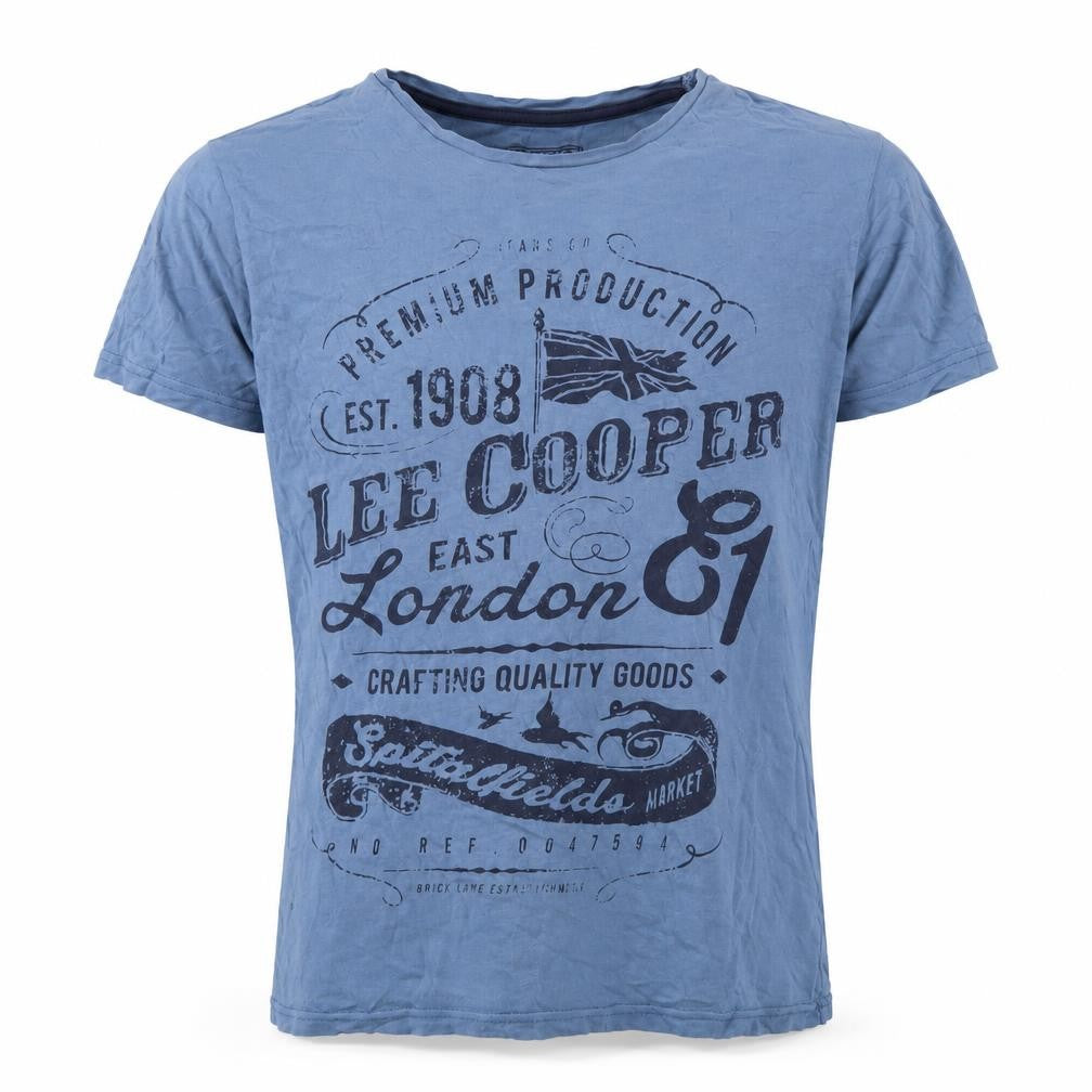 Front view of Lee Cooper Men's Blue Graphic T-Shirt, size S