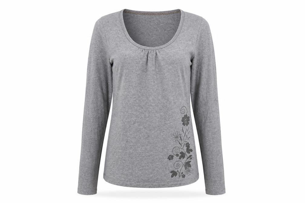 Front view of Peter Storm women’s grey long sleeve basic top, size UK 8
